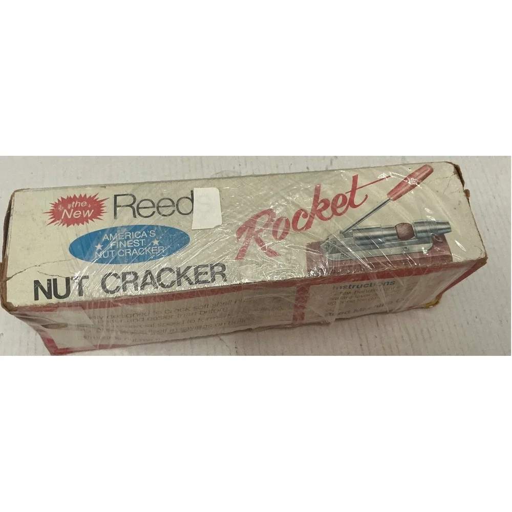 Reed Vintage Rocket Nutcracker Lever Action Wood Base Pecan Tool Large